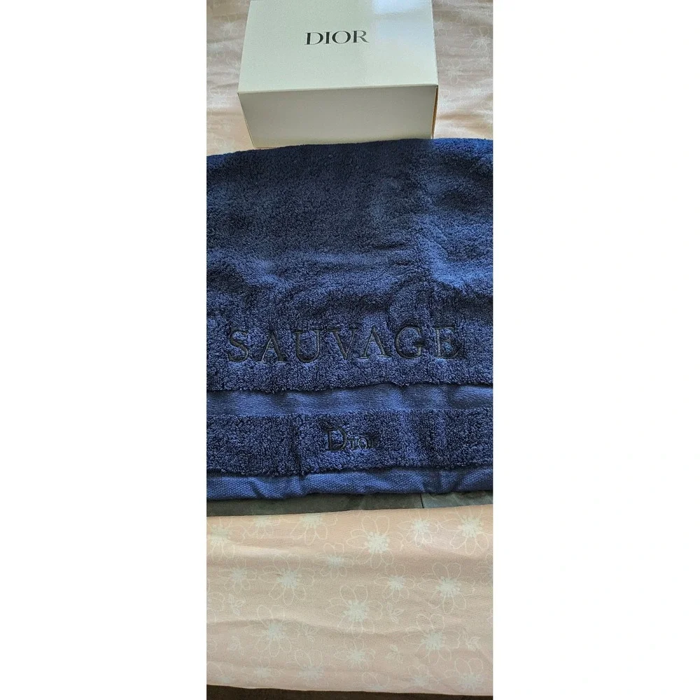 Dior Sauvage Men's Face Hand Towel Navy Blue Logo Cotton Authentic